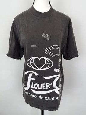 Hermano Palm Springs Size Small Gray Flower Shop Short Sleeve T-Shirt